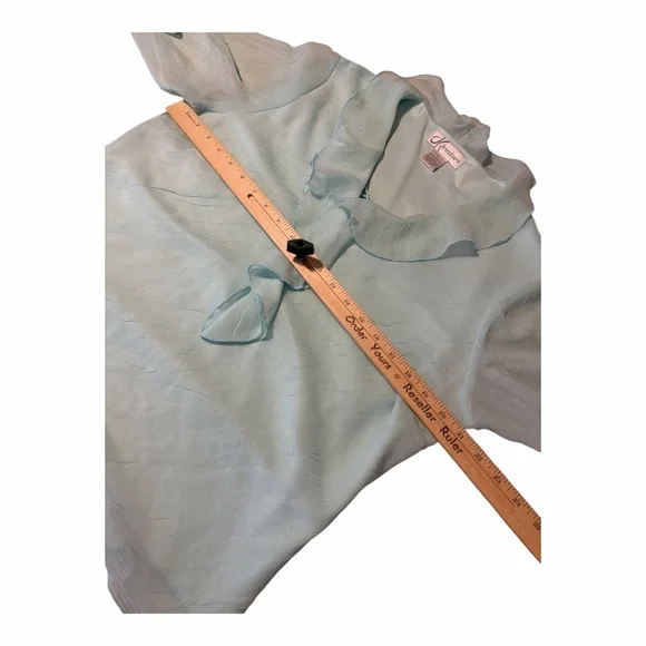 Fairy Core Y2K Mint Ruffle Chiffon Blouse XL Sheer Bell Sleeve Top - Picture 5 of 5